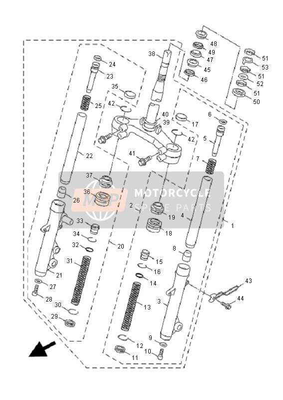 Yamaha XC125 CYGNUS X 2008 VORDERRADGABEL für ein 2008 Yamaha XC125 CYGNUS X